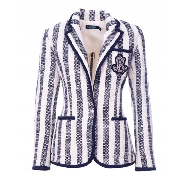 Lauren Ralph Lauren Jackets & Blazers - Lauren Ralph Lauren Striped Cotton Boucle Blazer